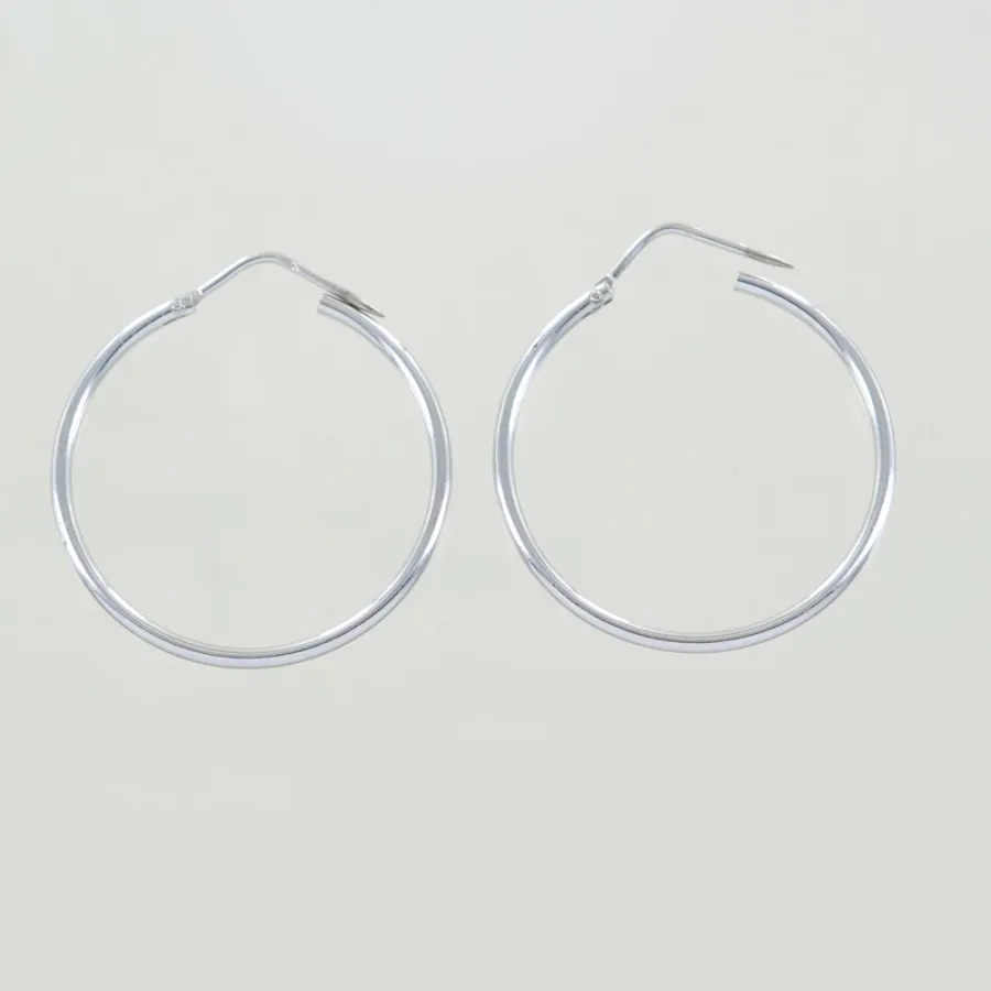 obrazek 3 Cienkie damskie kolczyki koła z białego złota (31,60 mm)