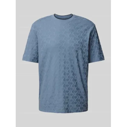 Zdjęcie T-shirt z prążkowanym, okrągłym dekoltem model ‘Jaquard’