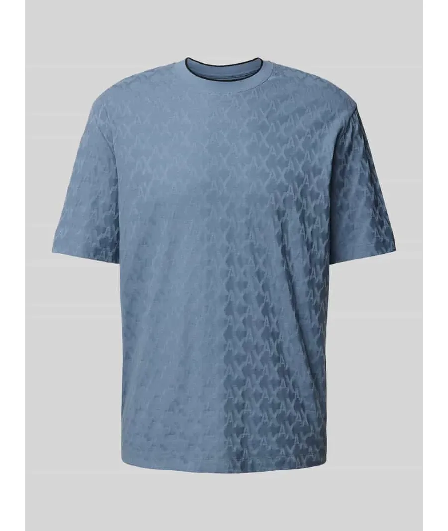 obrazek 1 T-shirt z prążkowanym, okrągłym dekoltem model ‘Jaquard’