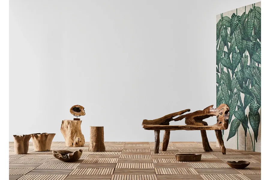 obrazek 4 Dekoracyjna ławka średniej wielkości z drewna tekowego