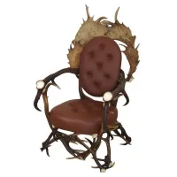 Zdjęcie Stylowy fotel z poroża jelenia z danielami do gabinetu lub salonu