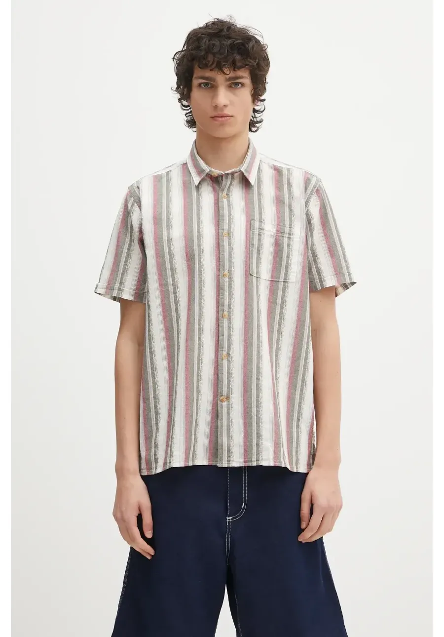 obrazek 1 Barbour koszula bawełniana Barbour Lipton Striped S/S Relaxed Fit Shirt męska kolor zielony relaxed z kołnierzykiem klasycznym MSH5600