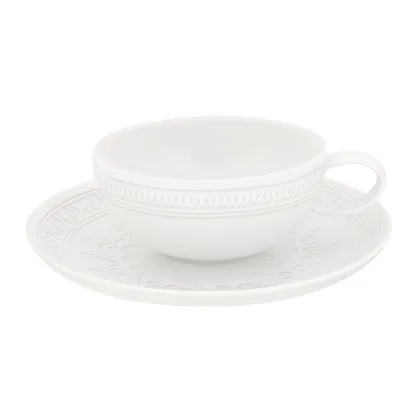 Picture Classic Porcelain Tea Cup and Saucer Ornament with Relief Ornament - Vista Alegre