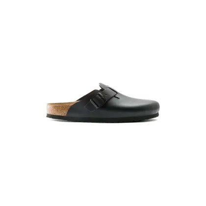 Zdjęcie Birkenstock klapki skórzane Boston damskie kolor czarny 60193