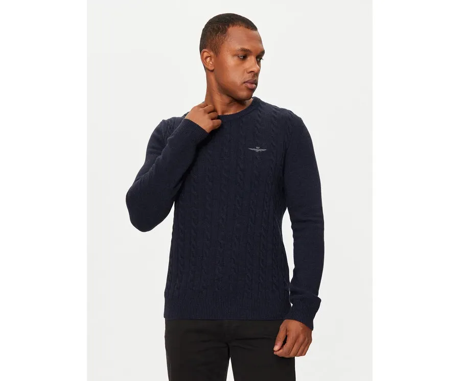 obrazek 1 Aeronautica Militare Sweter 242MA1484L417 Granatowy Regular Fit