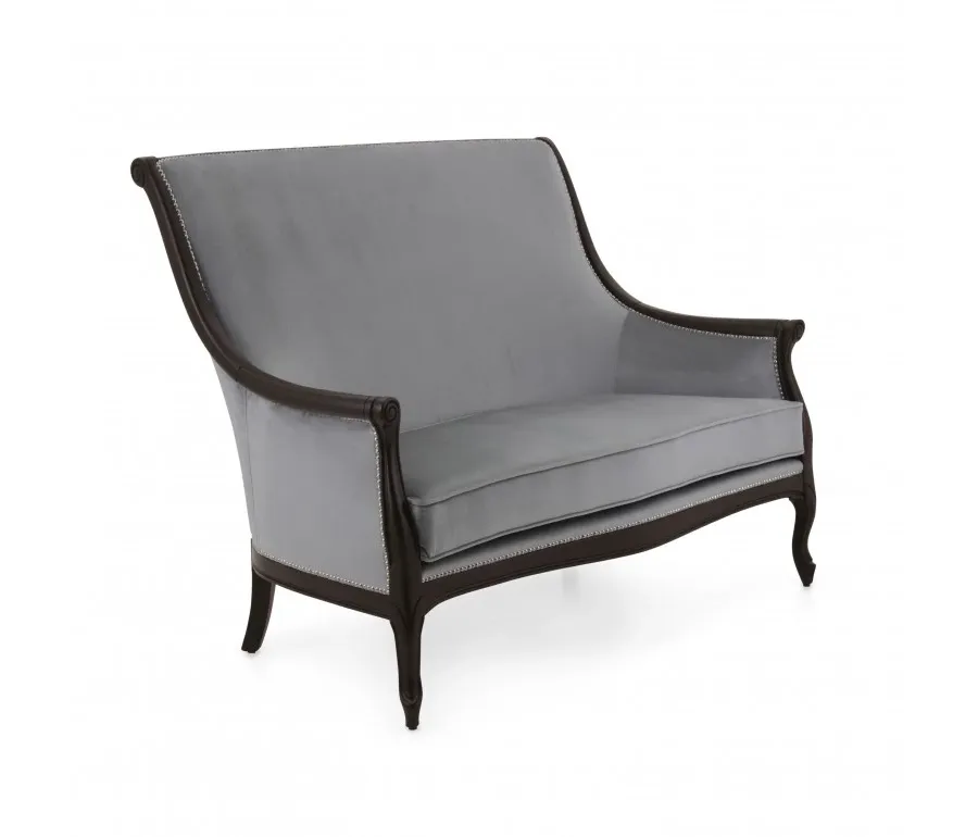 obrazek 1 Szara elegancka sofa 2-osobowa w stylu klasycznym - Sevensedie