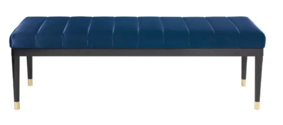 upholstered bench in navy blue color