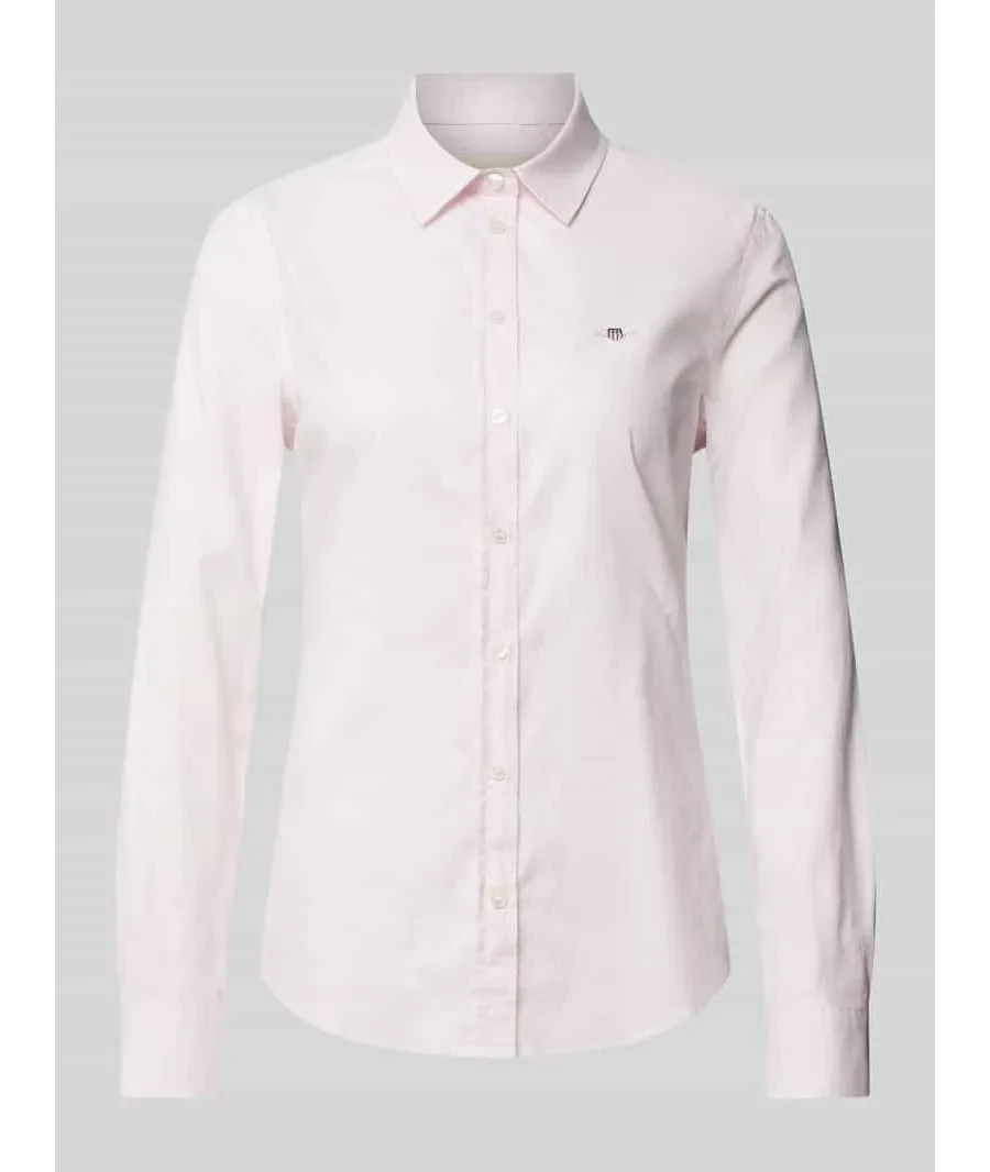 obrazek 1 Bluzka koszulowa o kroju slim fit z wyhaftowanym logo