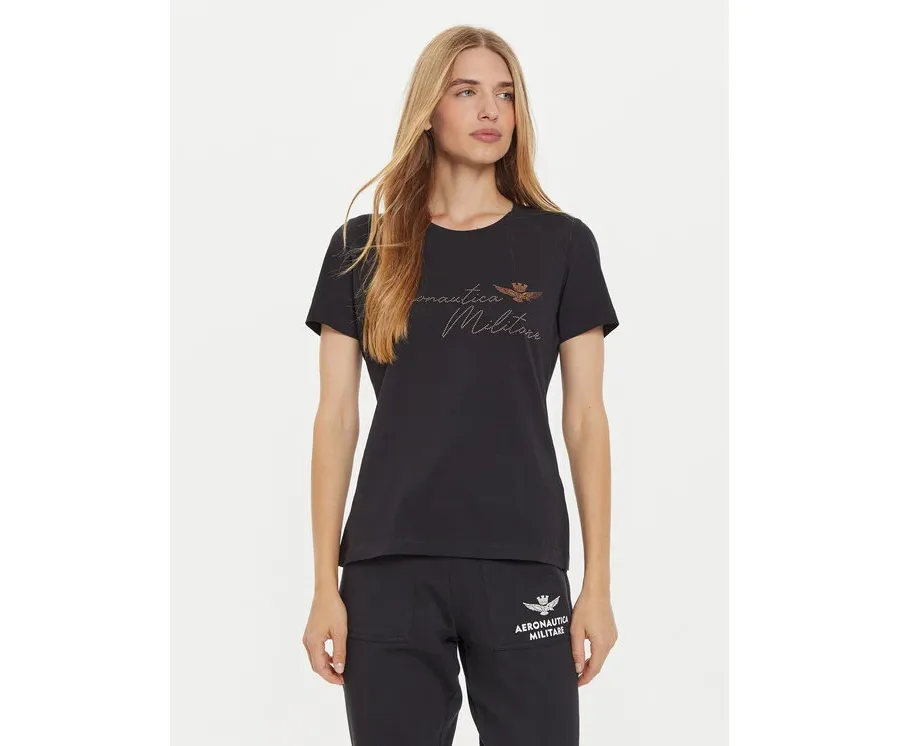 obrazek 1 Aeronautica Militare T-Shirt 242FE1970DF567 Czarny Regular Fit