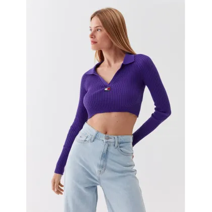 Zdjęcie Tommy Jeans Sweter Badge DW0DW14950 Fioletowy Slim Fit