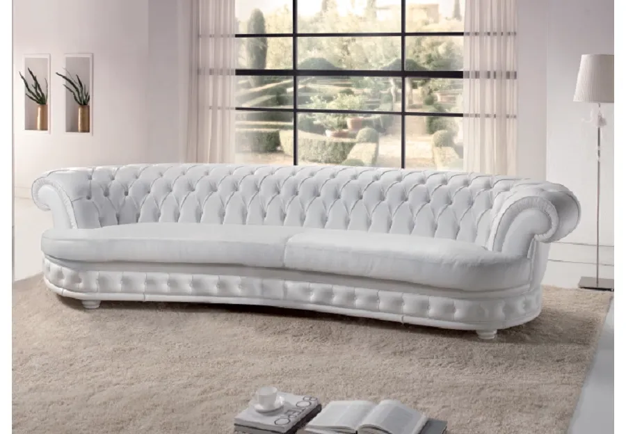 obrazek 1 Stylowa, czteroosobowa sofa chesterfield ze skóry