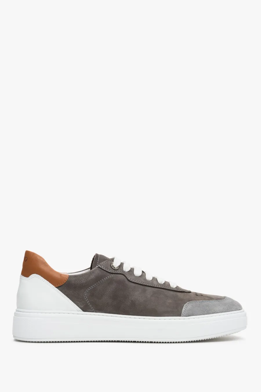 obrazek 1 Estro: Szaro-brązowe sneakersy męskie z nubuku na wiosnę