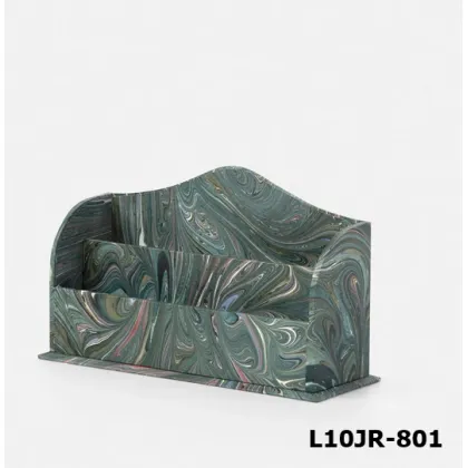 Picture Elegant wooden mailbox decorated with marbled paper