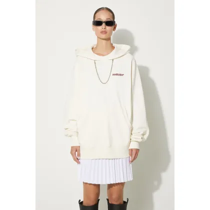 Zdjęcie AMBUSH bluza bawełniana Ballchain Hoodie damska kolor beżowy z kapturem z aplikacją BWBB001F24FLE0013128