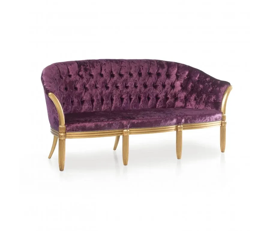 obrazek 1 Fioletowa wygodna sofa 3-osobowa w stylu klasycznym - Sevensedie