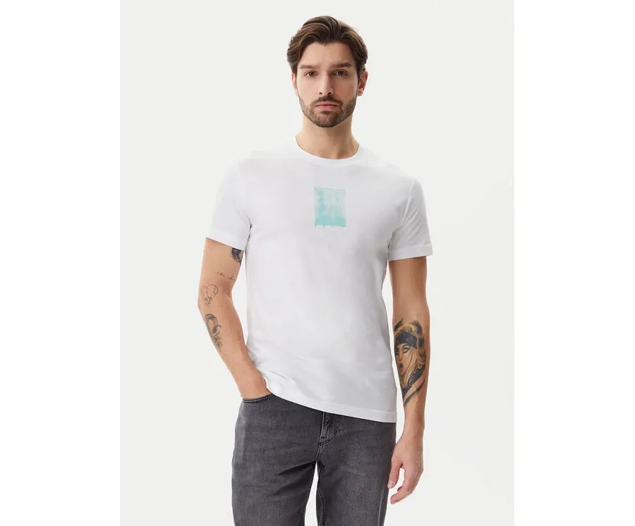 obrazek 1 Calvin Klein Jeans T-Shirt Brush Stroke J30J327522 Biały Regular Fit