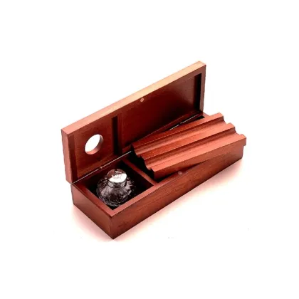 Zdjęcie Eleganckie drewniane Pudełko na Pióra z Kałamarzem Box 6A