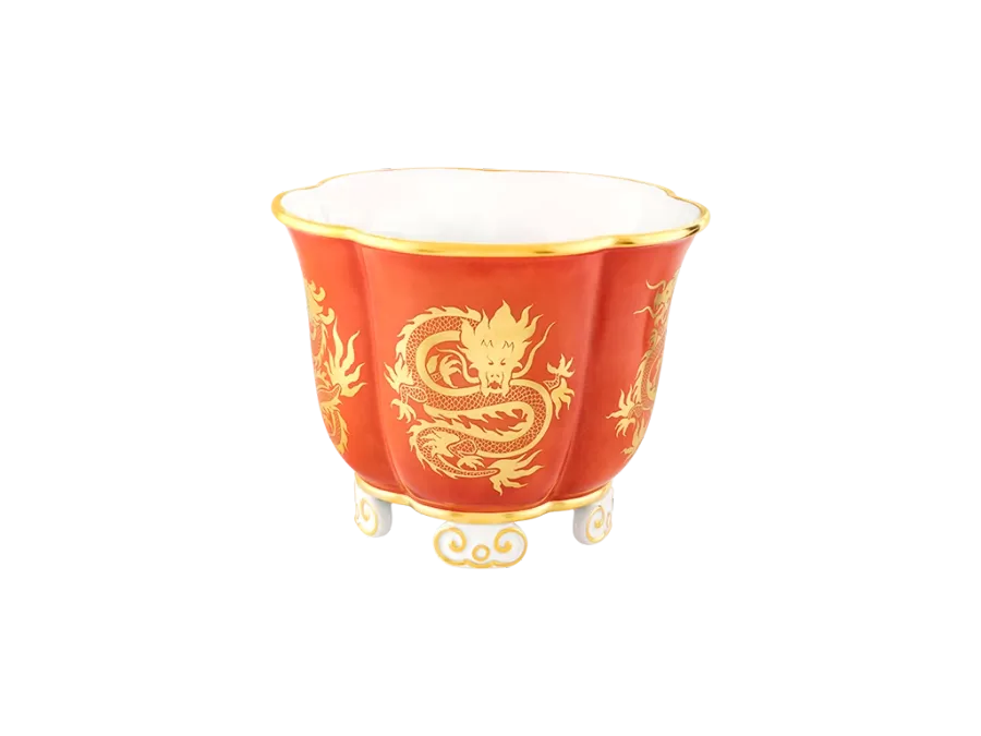 obrazek 1 Porcelanowy wazon ozdobny Enchanted Dragons Red