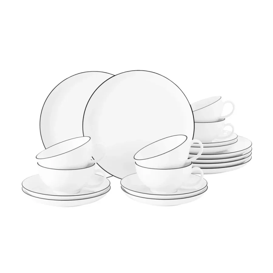 obrazek 1 Okrągły porcelanowy 18-elementowy serwis do herbaty w stylu nowoczesnym - Seltmann Weiden