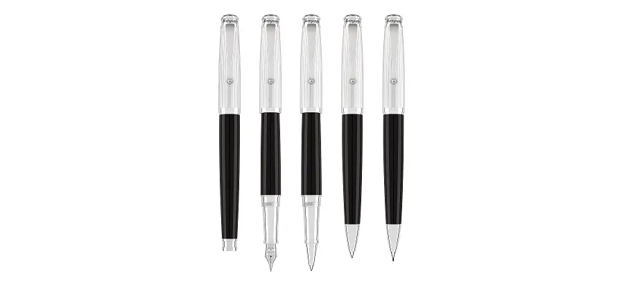 picture 3 Masterfully Made Fountain Pen Striped Silver and Resin - Memoria Montegrappa