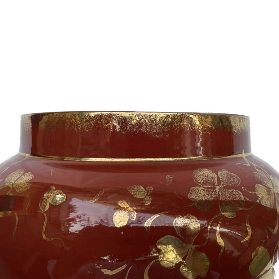 obrazek 4 Gustowny ceramiczny czerwono-złoty wazon z XX wieku