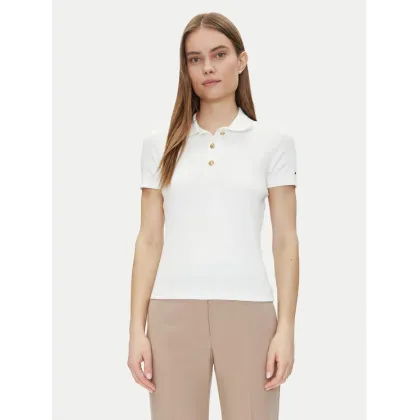 Zdjęcie Tommy Hilfiger Polo Slim Gold Button Polo Ss WW0WW45436 Biały Regular Fit