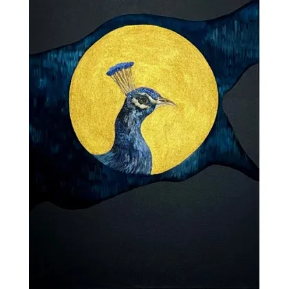 Zdjęcie PAW / obraz /30cm x40cm/ kolorystyka złoto i turkus/ małgorzata gawron