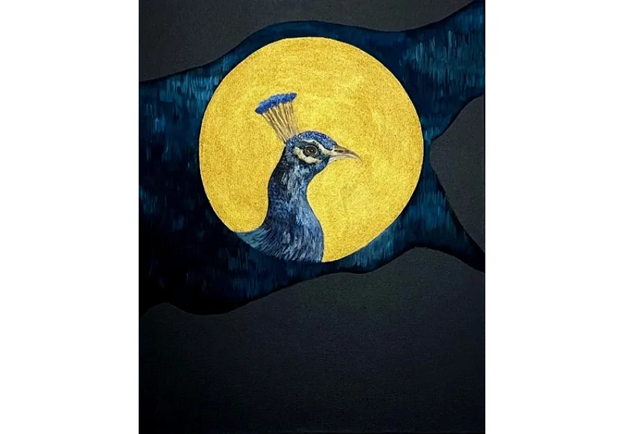 obrazek 1 PAW / obraz /30cm x40cm/ kolorystyka złoto i turkus/ małgorzata gawron