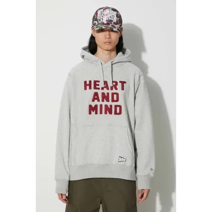 Zdjęcie Billionaire Boys Club bluza bawełniana Heart and Mind Popover męska kolor szary z kapturem z aplikacją B23433
