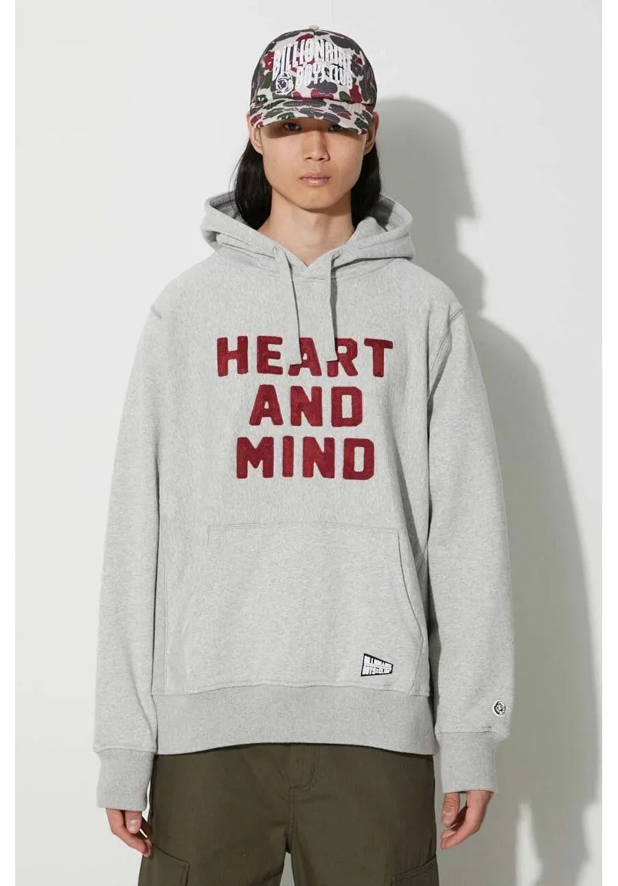 obrazek 1 Billionaire Boys Club bluza bawełniana Heart and Mind Popover męska kolor szary z kapturem z aplikacją B23433