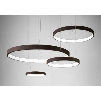 Zdjęcie Stylowa lampa – kompozycja czterech pierścieni pokrytych ekoskórą ze światłem LED wewnątrz - Il Paralume Marina