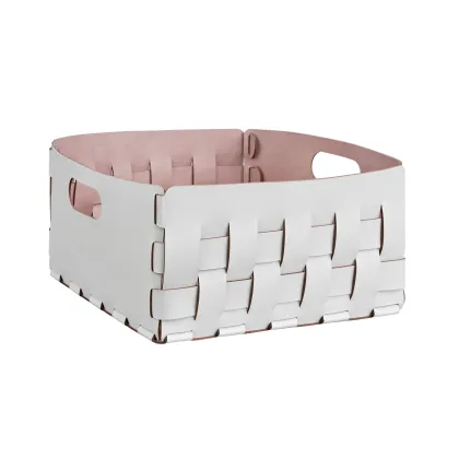 Zdjęcie Skórzany kosz Bottega 35x35xH20 cm w kolorze szaro-beżowym