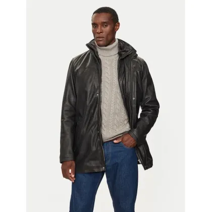 Zdjęcie Serge Pariente Kurtka skórzana Parka Orio Czarny Regular Fit