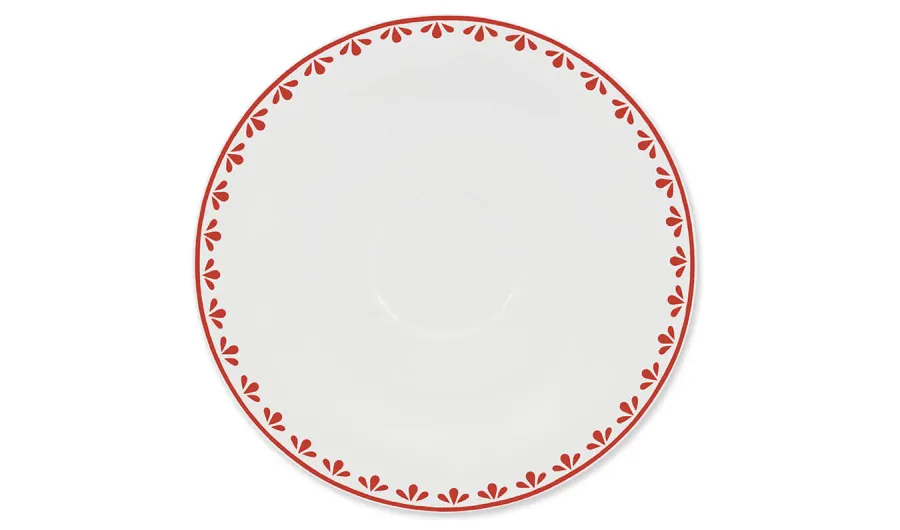 obrazek 1 Piękny czeski spodek z porcelany zdobiony subtelnym czerwonym ornamentem – wariant 2 – Leander