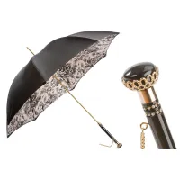 Picture Stylish classic women's umbrella in black with a floral motif - Pasotti