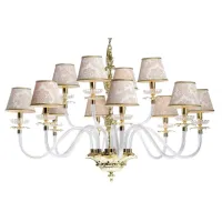 Picture Stylish chandelier in cast brass and transparent Murano arms - Il Paralume Marina