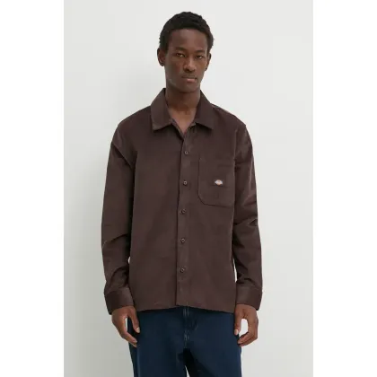 Zdjęcie Dickies koszula sztruksowa CORDUROY kolor brązowy regular z kołnierzykiem klasycznym DK0A8652