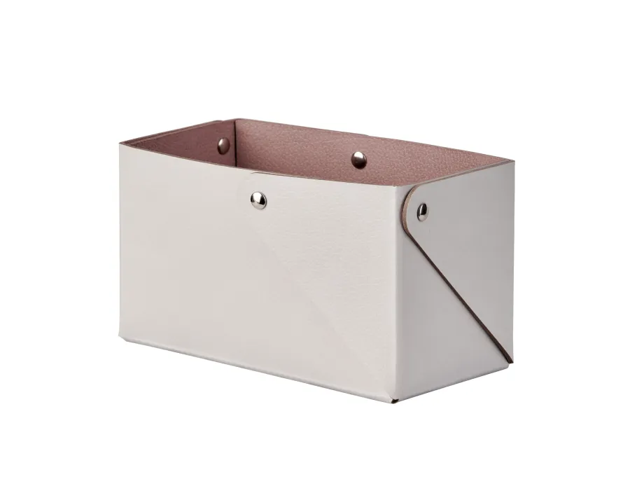 obrazek 1 Pudełko Miu 7x14xH8 cm wykonane z naturalnej skóry w kolorze perłowym