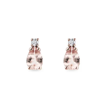 Zdjęcie Kolczyki z różówego złota z diamentami i morganitami KLENOTA
