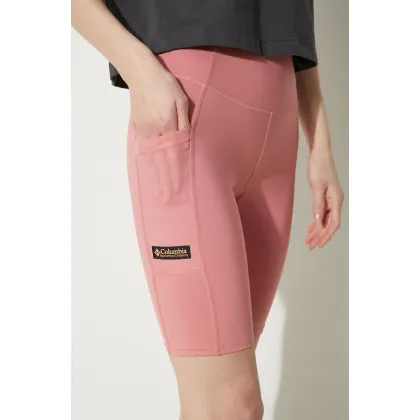 Zdjęcie Columbia szorty Painted Peak damskie kolor różowy gładkie medium waist 2076061