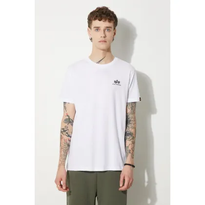 Zdjęcie Alpha Industries t-shirt bawełniany Basic T Small Logo kolor biały z nadrukiem 188505.09