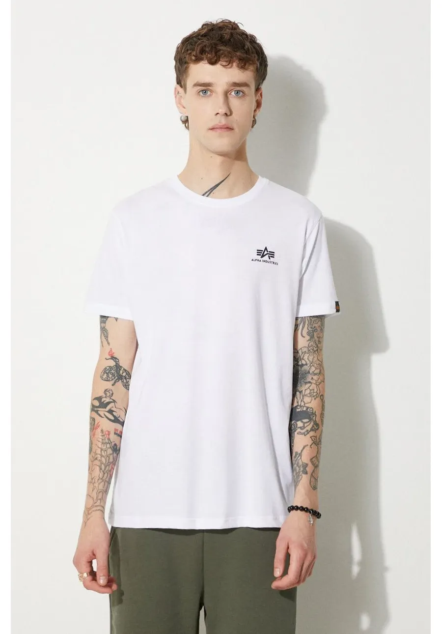obrazek 1 Alpha Industries t-shirt bawełniany Basic T Small Logo kolor biały z nadrukiem 188505.09