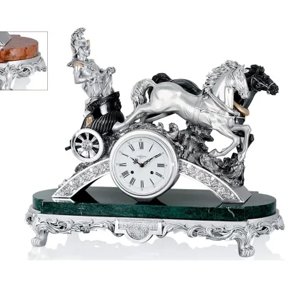 Picture Clock with a gladiator in a chariot - Linea Argenti