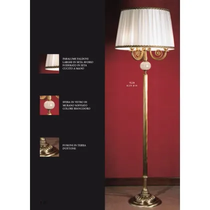 Zdjęcie Lampa podłogowa z trzema światłami ze szklaną misą Murano i stożkowym kloszem - Il Paralume Marina