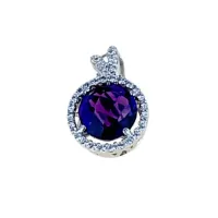 Picture Stylish pendant with a round purple stone with cubic zirconia