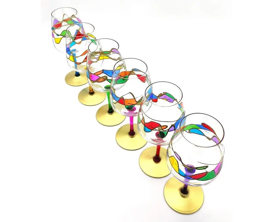 obrazek 2 Unikatowy komplet 6 kieliszków Rainbow waves 500 ml