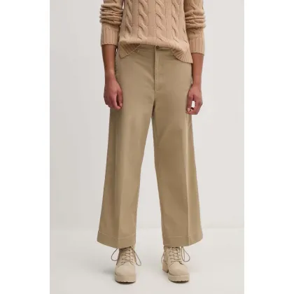 Zdjęcie Polo Ralph Lauren spodnie damskie kolor beżowy proste high waist 211939940