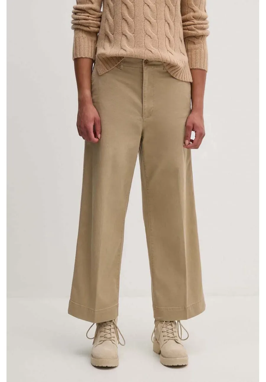 obrazek 1 Polo Ralph Lauren spodnie damskie kolor beżowy proste high waist 211939940