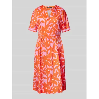 Zdjęcie Sukienka midi z kwiatowym wzorem i dekoltem w serek