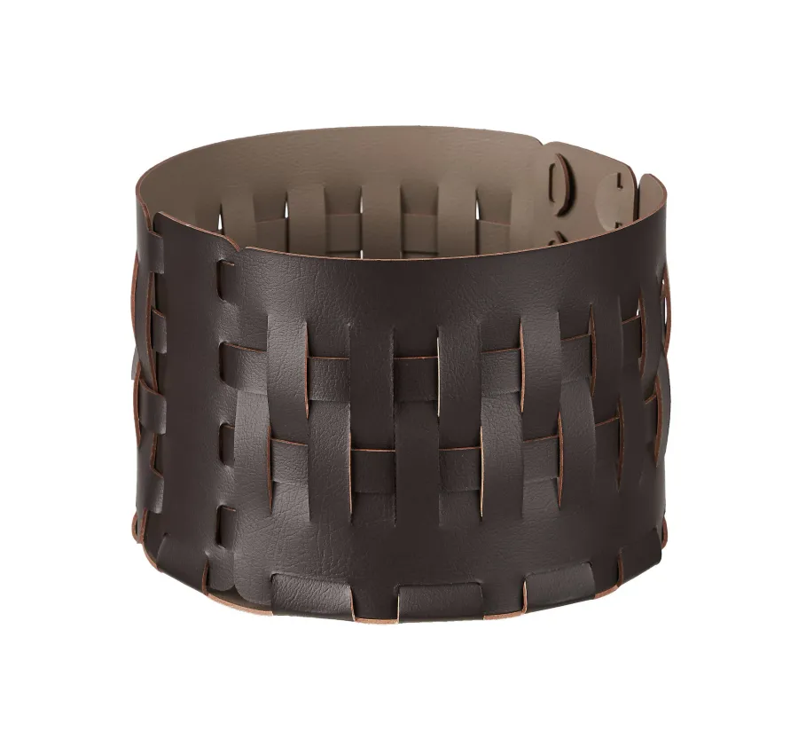 obrazek 1 Elegancki kosz Bottega-15 Ø20xH12 cm ze skóry w kolorze czekoladowym